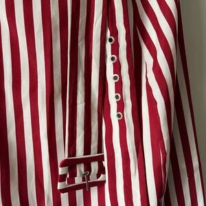 Wayf Red and White Striped Midi Skirt